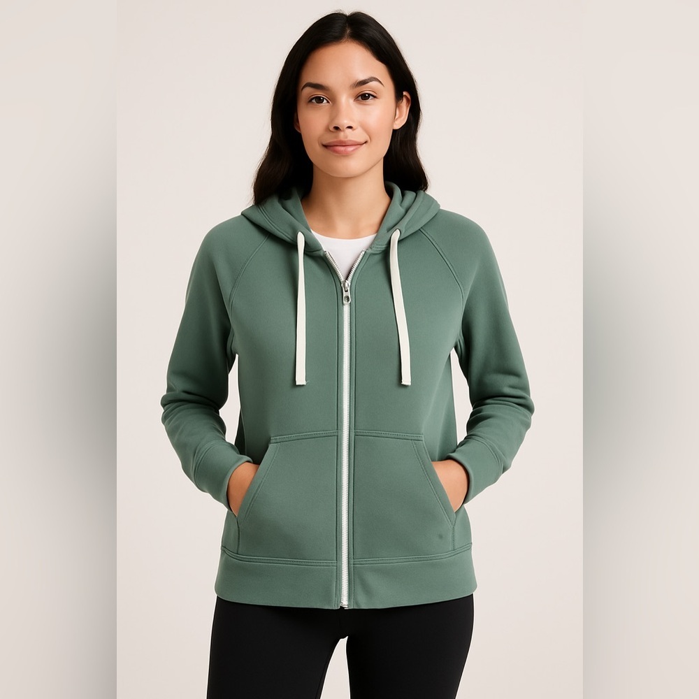 Shambhala Sage Green Zip-Up Hoodie – XS